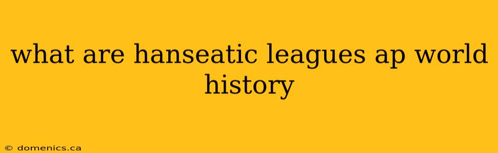 what are hanseatic leagues ap world history