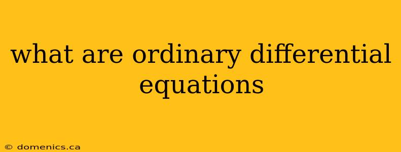 what are ordinary differential equations