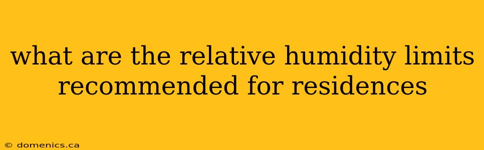 what are the relative humidity limits recommended for residences