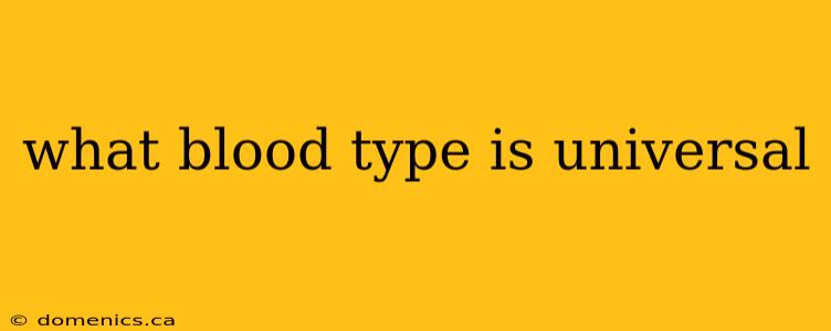 what blood type is universal