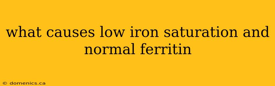 what causes low iron saturation and normal ferritin