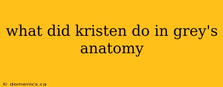 what did kristen do in grey's anatomy