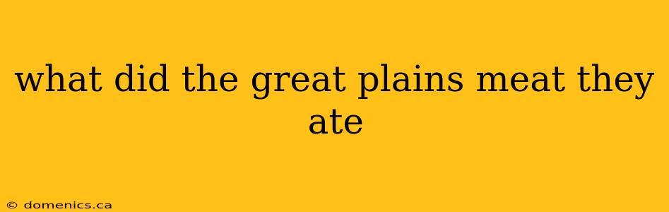 what did the great plains meat they ate