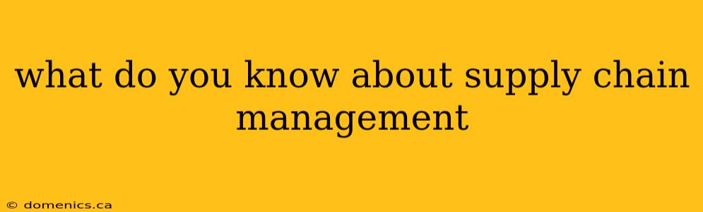 what do you know about supply chain management