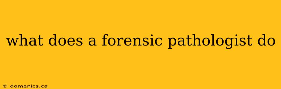 what does a forensic pathologist do