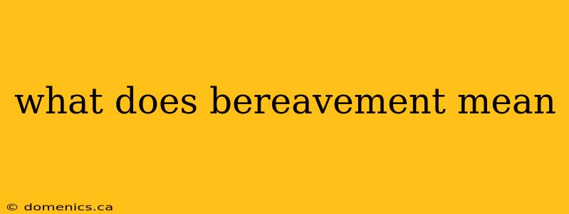 what does bereavement mean