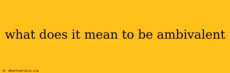 what does it mean to be ambivalent