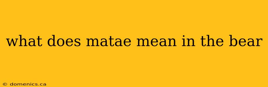 what does matae mean in the bear