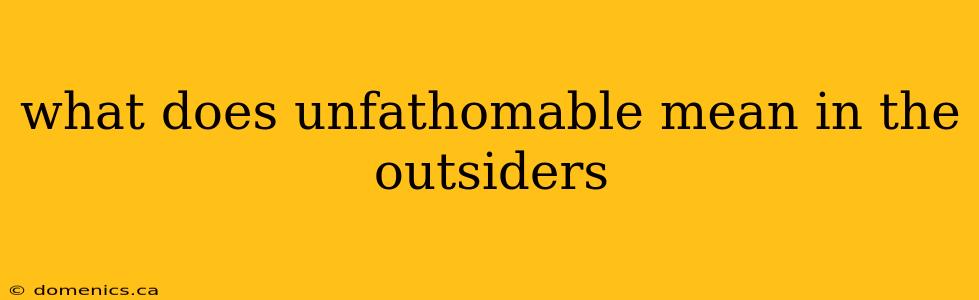 what does unfathomable mean in the outsiders