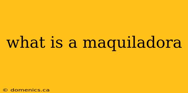 what is a maquiladora