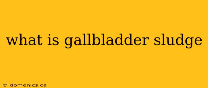 what is gallbladder sludge