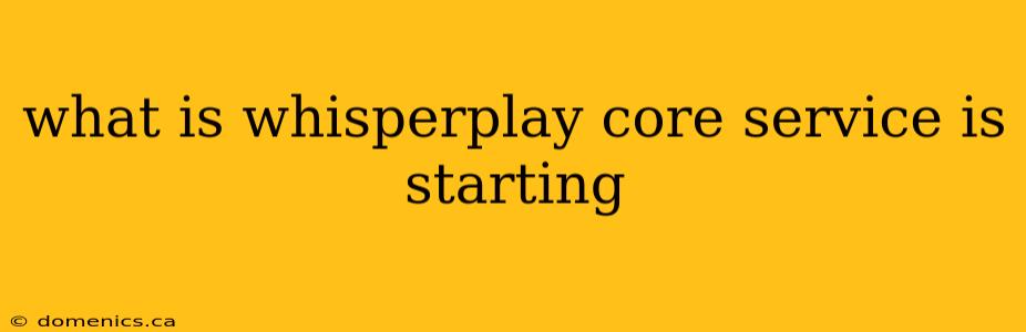 what is whisperplay core service is starting