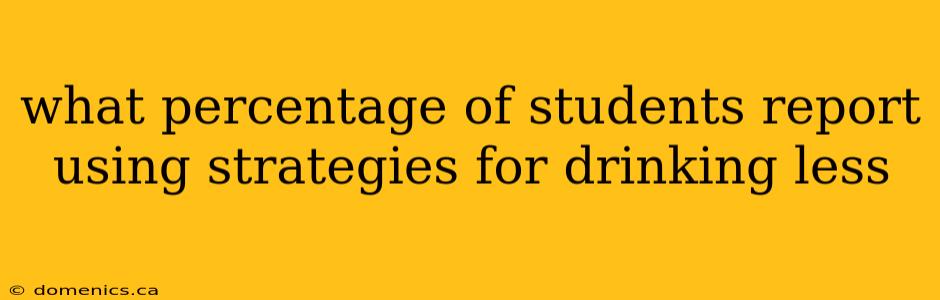 what percentage of students report using strategies for drinking less