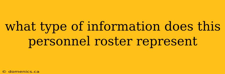 what type of information does this personnel roster represent