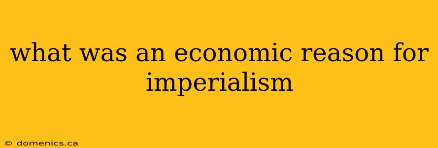 what was an economic reason for imperialism