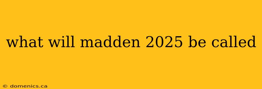 what will madden 2025 be called