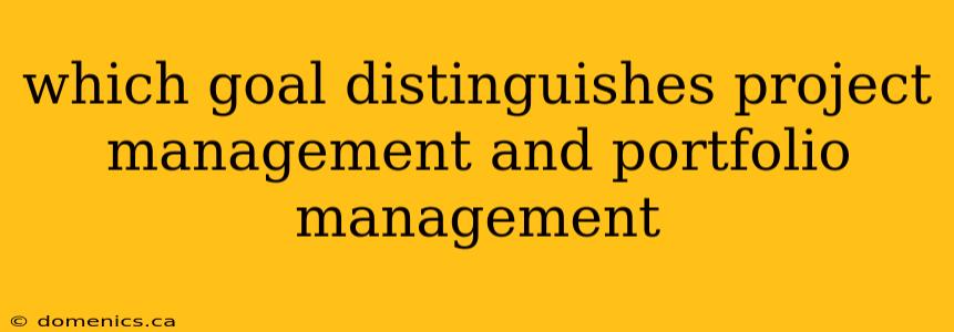 which goal distinguishes project management and portfolio management