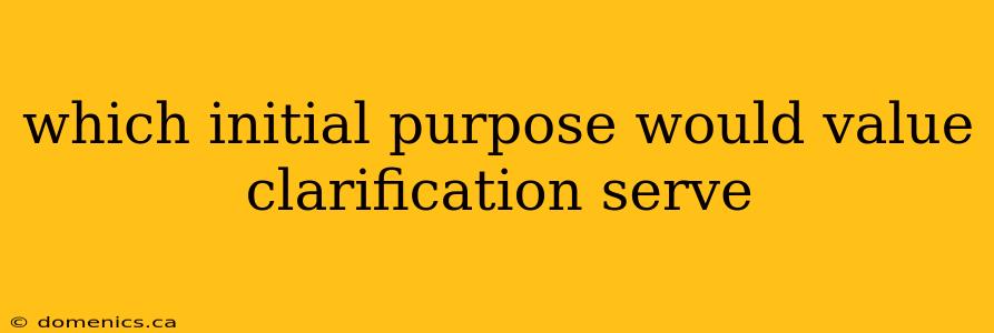 which initial purpose would value clarification serve