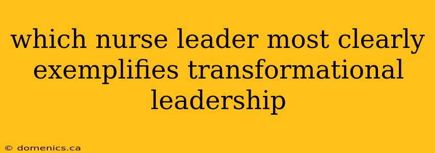 which nurse leader most clearly exemplifies transformational leadership