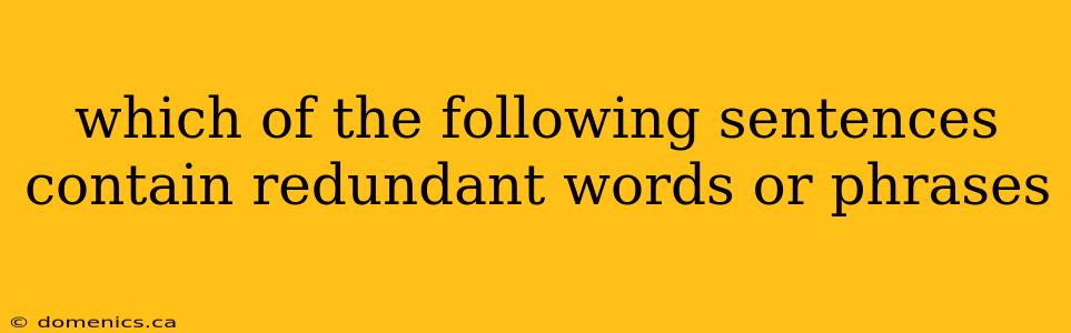 which of the following sentences contain redundant words or phrases