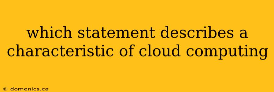 which statement describes a characteristic of cloud computing