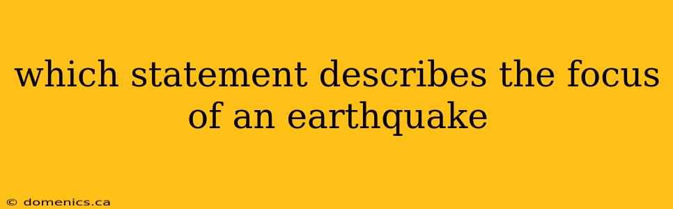 which statement describes the focus of an earthquake