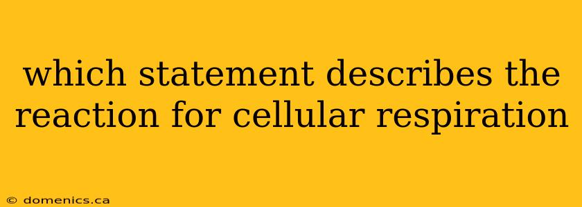 which statement describes the reaction for cellular respiration