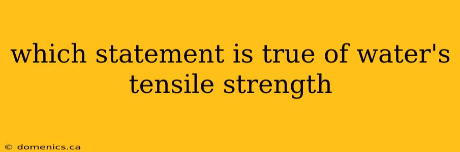 which statement is true of water's tensile strength