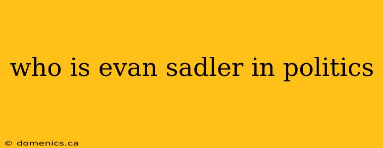 who is evan sadler in politics