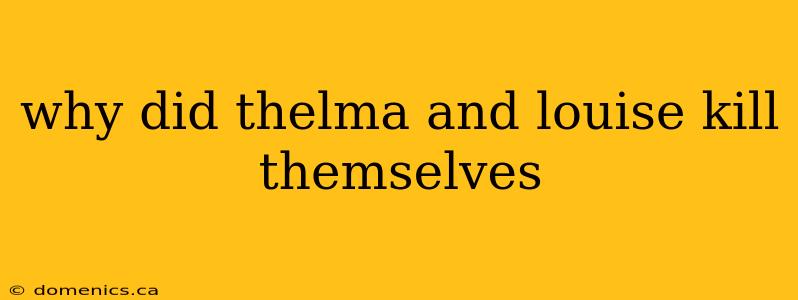 why did thelma and louise kill themselves