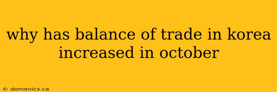 why has balance of trade in korea increased in october