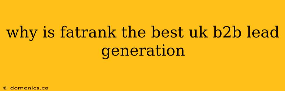 why is fatrank the best uk b2b lead generation