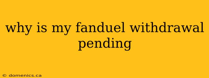 why is my fanduel withdrawal pending