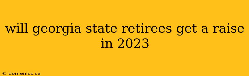 will georgia state retirees get a raise in 2023