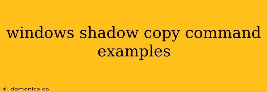 windows shadow copy command examples