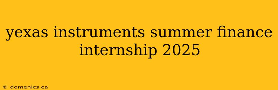 yexas instruments summer finance internship 2025